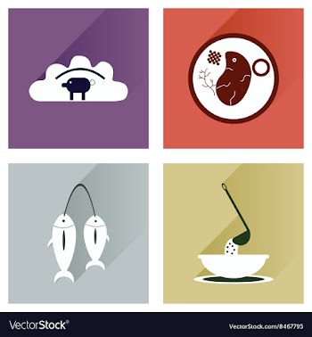 Modern flat icons collection with shadow vector image