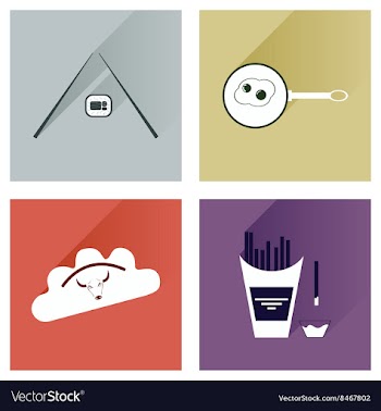 Modern flat icons collection with shadow vector image