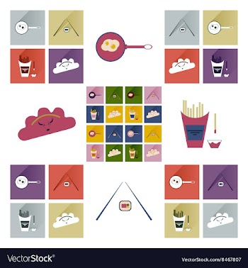 Modern flat icons collection with shadow vector image