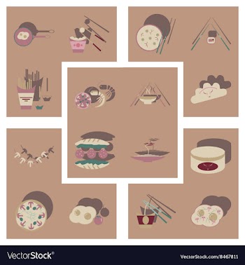 Modern flat icons collection with shadow vector image