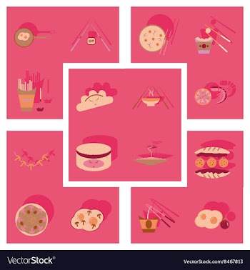 Modern flat icons collection with shadow vector image