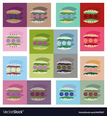 Modern flat icons collection with shadow vector image