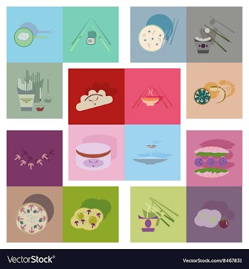 Modern flat icons collection with shadow vector image