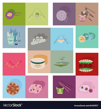 Modern flat icons collection with shadow vector image