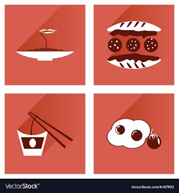 Modern flat icons collection with shadow vector image