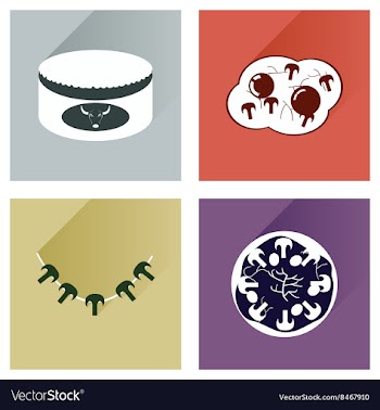 Modern flat icons collection with shadow vector image