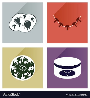 Modern flat icons collection with shadow vector image