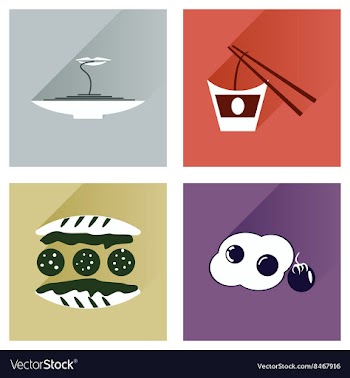 Modern flat icons collection with shadow vector image
