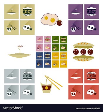 Modern flat icons collection with shadow vector image