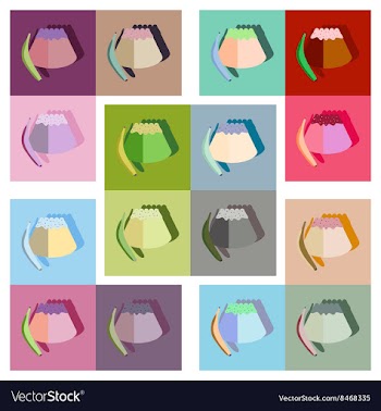 Modern flat icons collection with shadow vector image