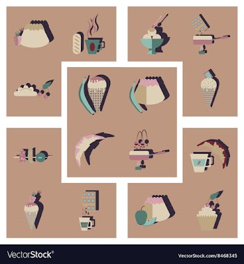 Modern flat icons collection with shadow vector image