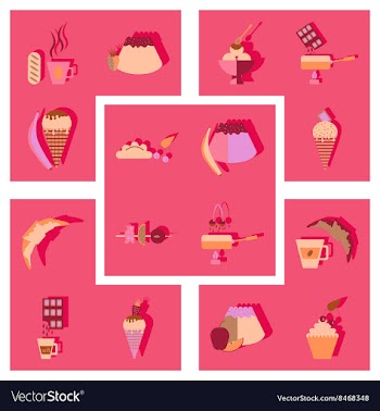 Modern flat icons collection with shadow vector image