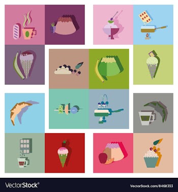 Modern flat icons collection with shadow vector image