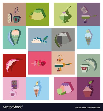 Modern flat icons collection with shadow vector image