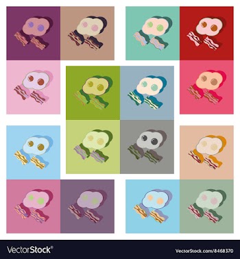 Modern flat icons collection with shadow vector image