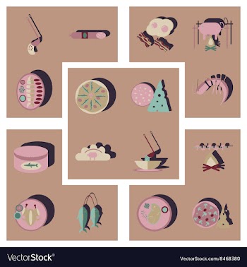 Modern flat icons collection with shadow vector image