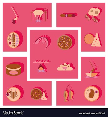 Modern flat icons collection with shadow vector image
