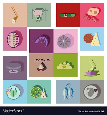 Modern flat icons collection with shadow vector image