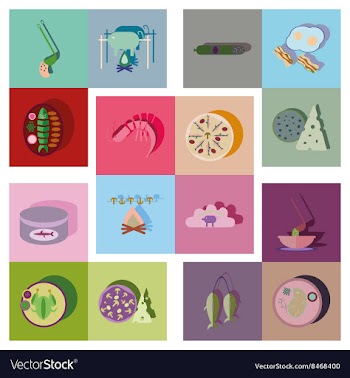 Modern flat icons collection with shadow vector image