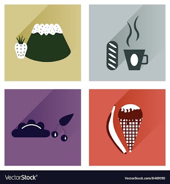 Modern flat icons collection with shadow vector image