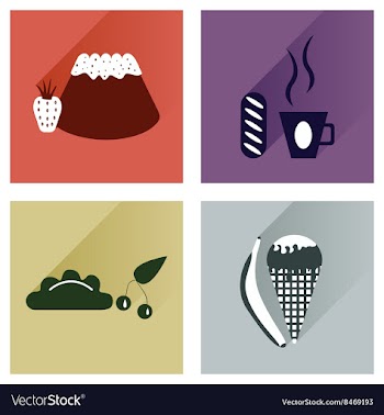 Modern flat icons collection with shadow vector image