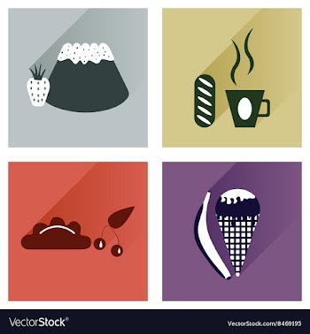 Modern flat icons collection with shadow vector image