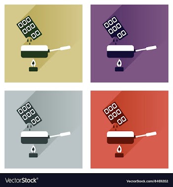 Modern flat icons collection with shadow vector image