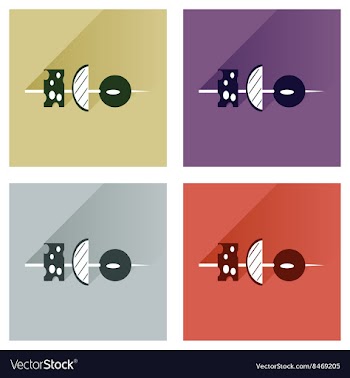 Modern flat icons collection with shadow vector image