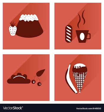 Modern flat icons collection with shadow vector image