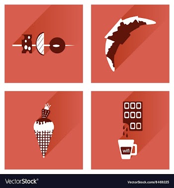 Modern flat icons collection with shadow vector image