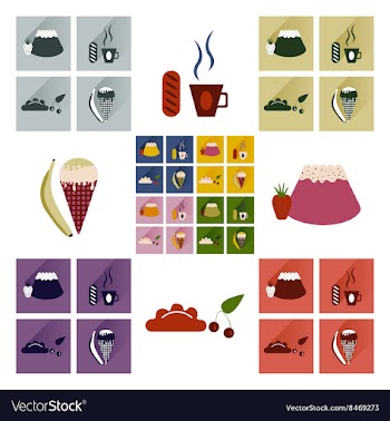 Modern flat icons collection with shadow vector image