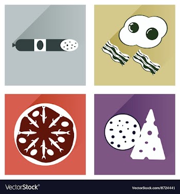 Modern flat icons collection with shadow vector image