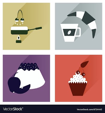 Modern flat icons collection with shadow vector image