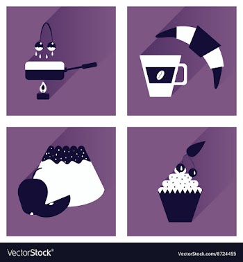 Modern flat icons collection with shadow vector image