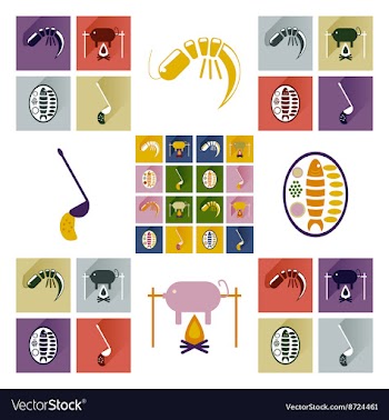 Modern flat icons collection with shadow vector image
