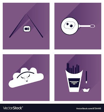 Modern flat icons collection with shadow vector image