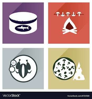 Modern flat icons collection with shadow vector image