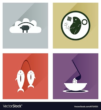 Modern flat icons collection with shadow vector image