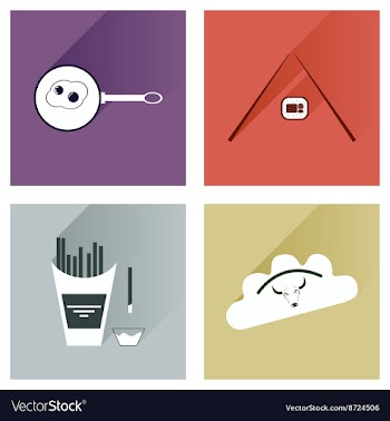 Modern flat icons collection with shadow vector image