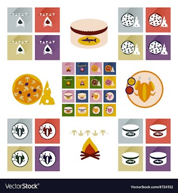 Modern flat icons collection with shadow vector image