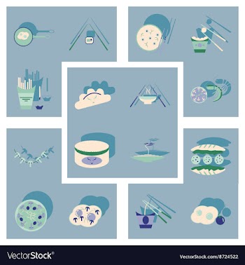 Modern flat icons collection with shadow vector image