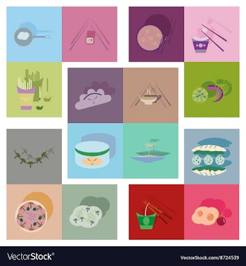 Modern flat icons collection with shadow vector image