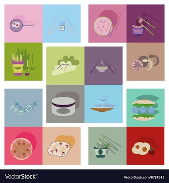 Modern flat icons collection with shadow vector image