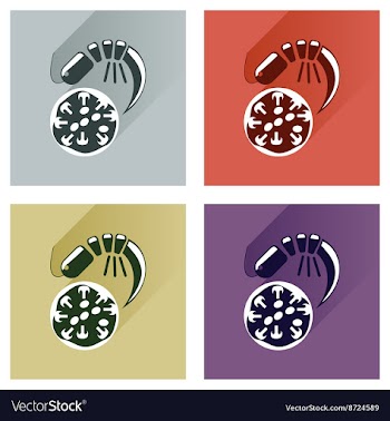 Modern flat icons collection with shadow vector image