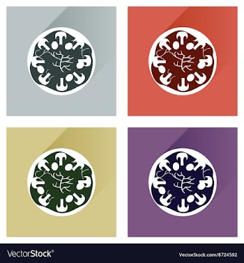 Modern flat icons collection with shadow vector image