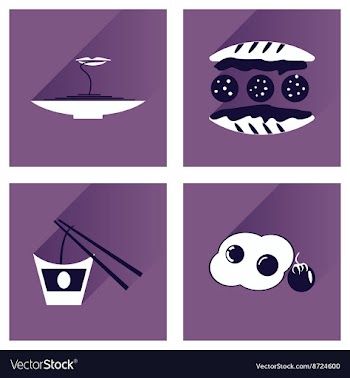 Modern flat icons collection with shadow vector image
