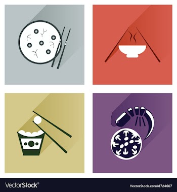 Modern flat icons collection with shadow vector image