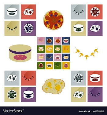 Modern flat icons collection with shadow vector image