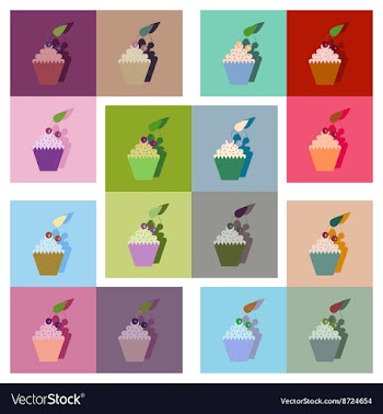 Modern flat icons collection with shadow vector image