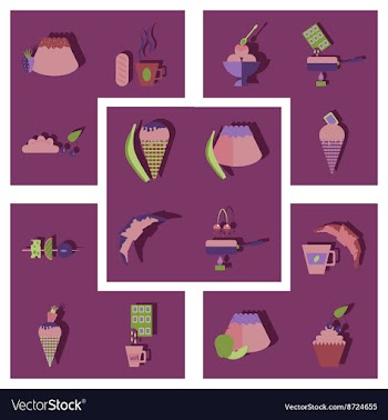 Modern flat icons collection with shadow vector image